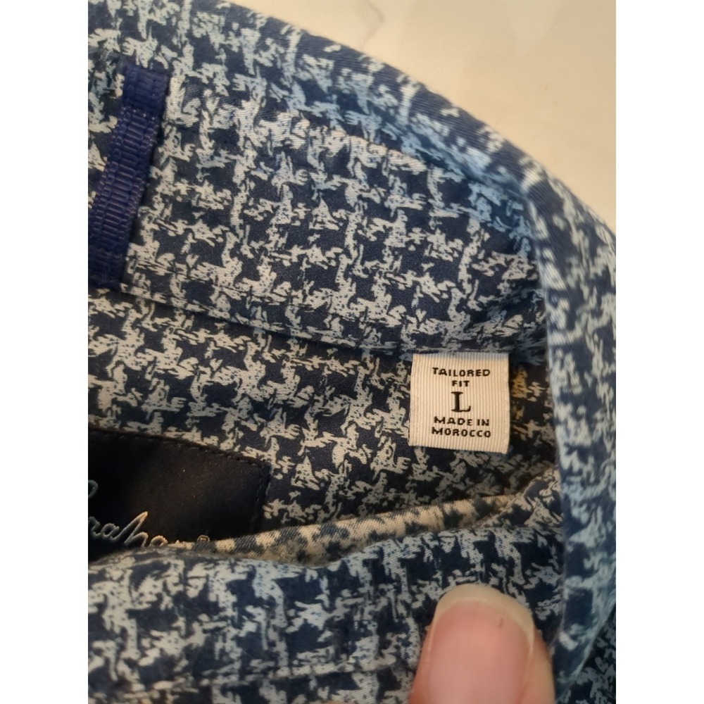 Robert Graham Modern Americana Men's TAILORED Flip‎ Cuff Blue Check Shirt Large - Picture 4 of 13